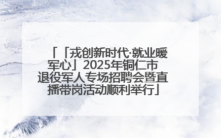 「戎创新时代·就业暖军心」2025年铜仁市退役军人专场招聘会暨直播带岗活动顺利举行