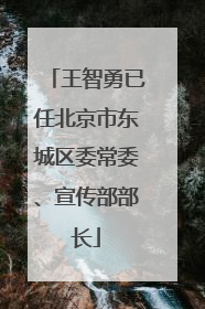 王智勇已任北京市东城区委常委、宣传部部长