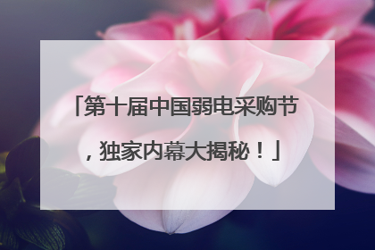 第十届中国弱电采购节，独家内幕大揭秘！