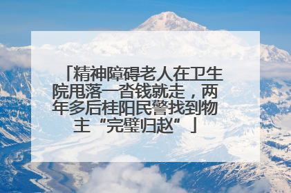 精神障碍老人在卫生院甩落一沓钱就走，两年多后桂阳民警找到物主“完璧归赵”