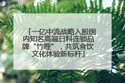 一亿中流战略入股国内知名高端日料连锁品牌“竹哩”，共筑食饮文化体验新标杆