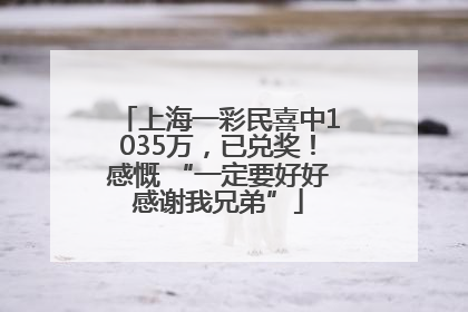 上海一彩民喜中1035万，已兑奖！感慨 “一定要好好感谢我兄弟”