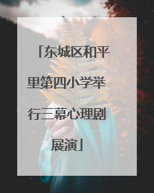 东城区和平里第四小学举行三幕心理剧展演