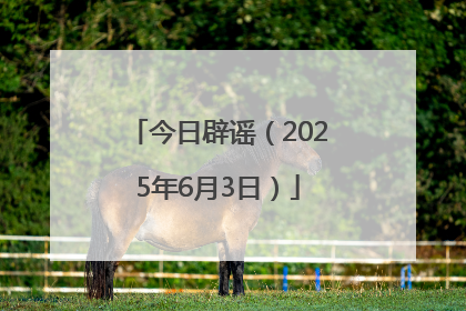 今日辟谣（2025年6月3日）