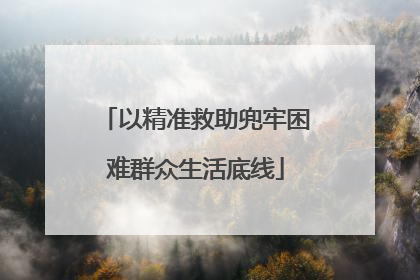 以精准救助兜牢困难群众生活底线