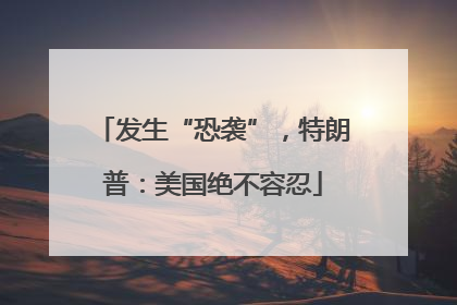 发生“恐袭”，特朗普：美国绝不容忍