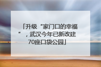 升级“家门口的幸福”，武汉今年已新改建70座口袋公园