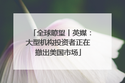 全球瞭望丨英媒：大型机构投资者正在撤出美国市场