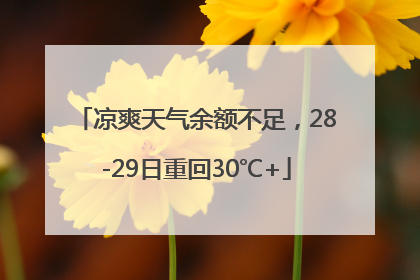 凉爽天气余额不足，28-29日重回30℃+