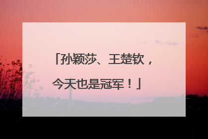 孙颖莎、王楚钦，今天也是冠军！