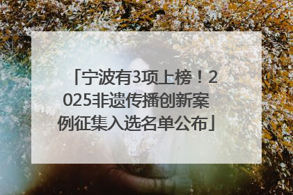 宁波有3项上榜！2025非遗传播创新案例征集入选名单公布