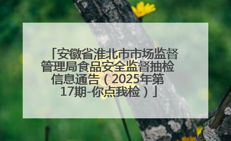 安徽省淮北市市场监督管理局食品安全监督抽检信息通告（2025年第17期-你点我检）