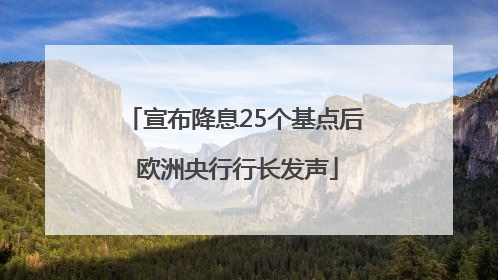 宣布降息25个基点后 欧洲央行行长发声