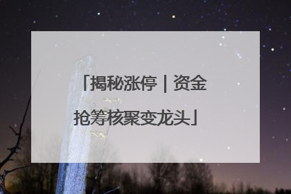揭秘涨停｜资金抢筹核聚变龙头