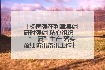 杨国强在利津县调研时强调 精心组织“三夏”生产 落实落细防汛备汛工作