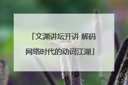 文渊讲坛开讲 解码网络时代的动词江湖