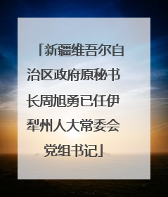 新疆维吾尔自治区政府原秘书长周旭勇已任伊犁州人大常委会党组书记