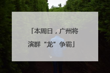 本周日，广州将演群“龙”争霸