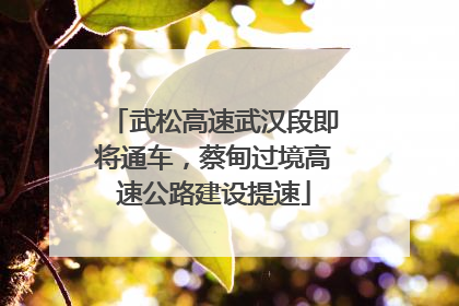 武松高速武汉段即将通车，蔡甸过境高速公路建设提速