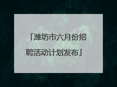 潍坊市六月份招聘活动计划发布