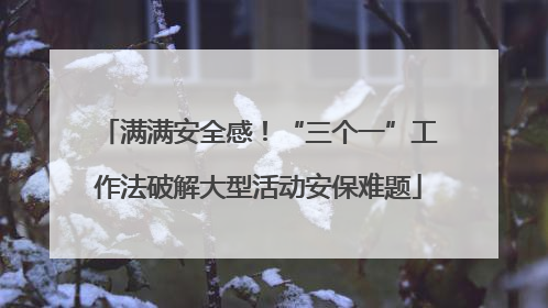 满满安全感！“三个一”工作法破解大型活动安保难题