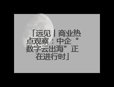 远见丨商业热点观察：中企“数字云出海”正在进行时