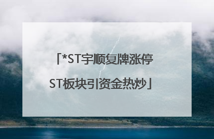 *ST宇顺复牌涨停 ST板块引资金热炒